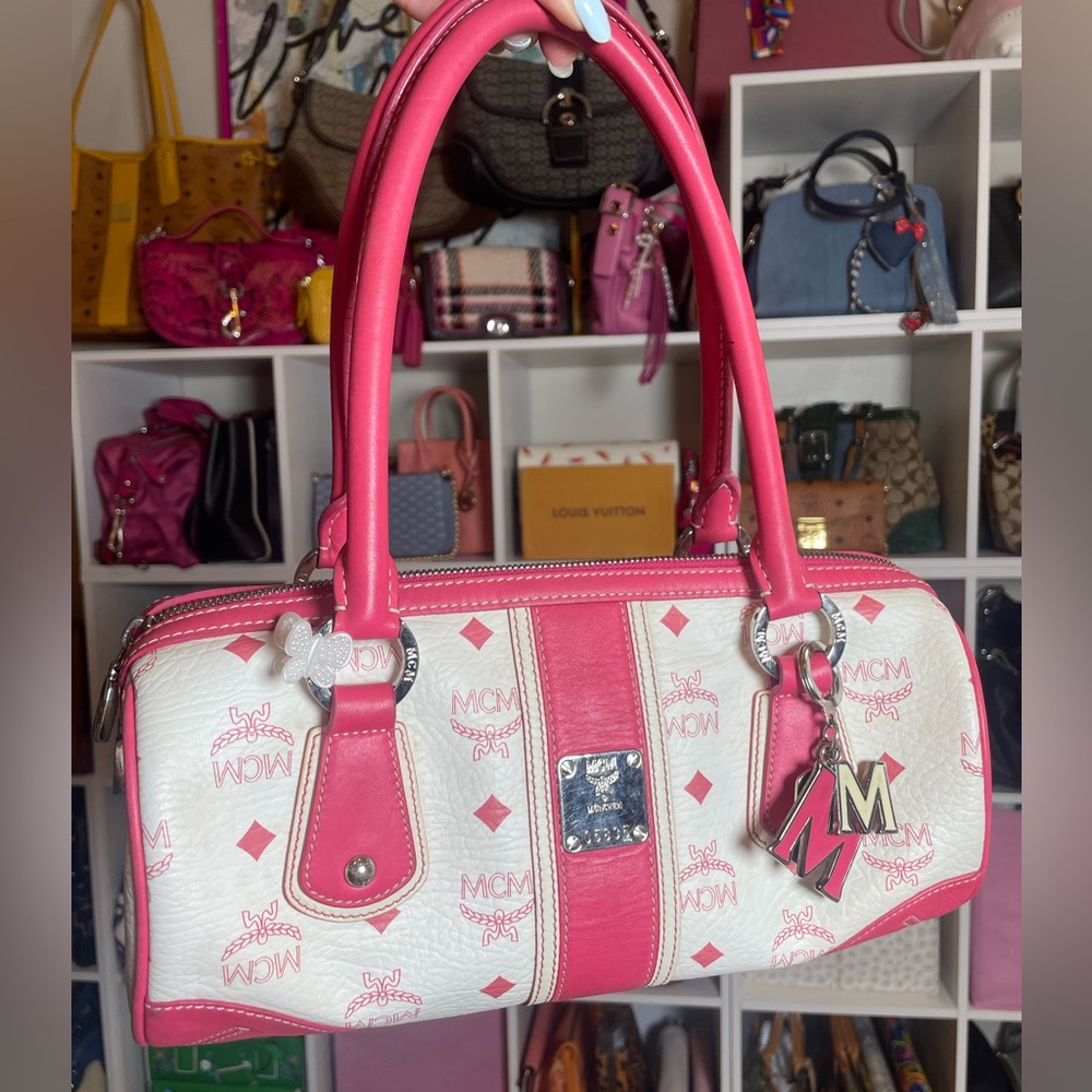 MCM Visetos Bubble Gum Pink Monogram Papillon Satchel 💕